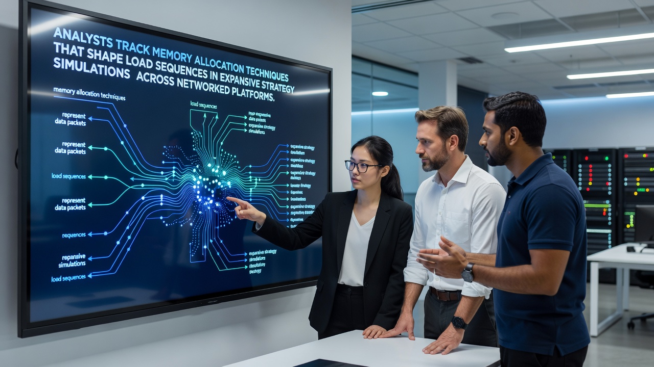 Analysts examining memory allocation patterns in large-scale strategy simulations on networked platforms
