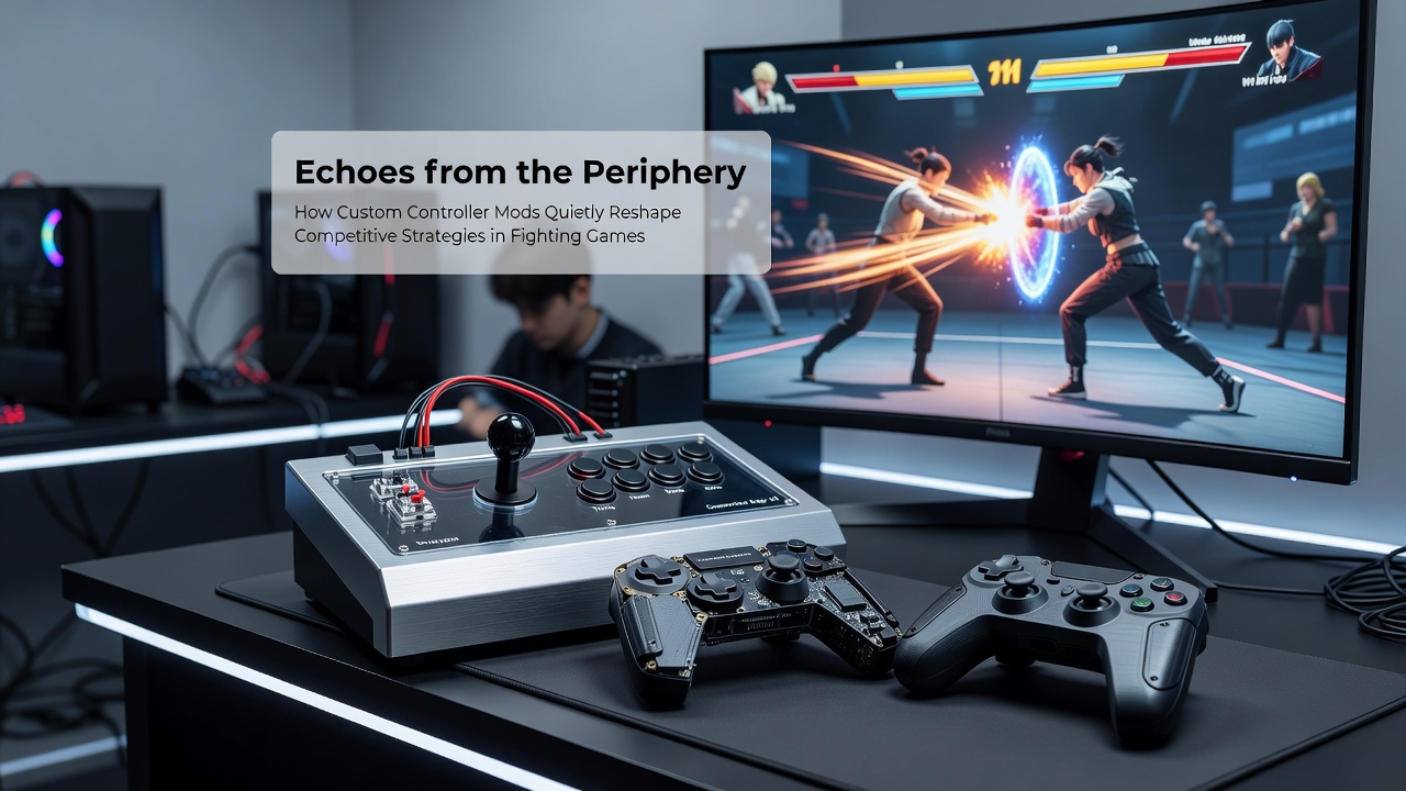 Tournament player demonstrating a leverless custom controller during a live fighting game match