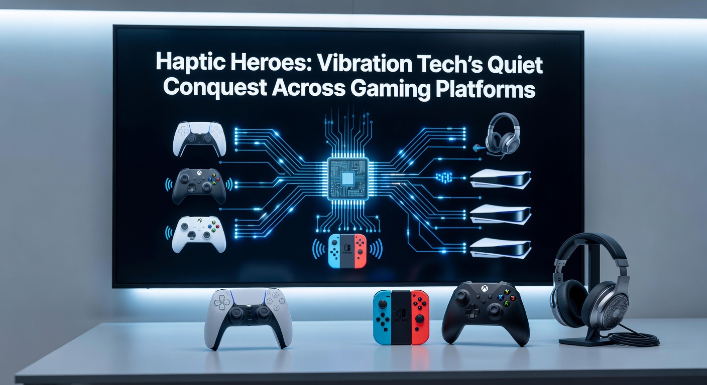 Players immersed in a VR setup with haptic gloves providing vibration feedback, simulating interactions in a virtual environment