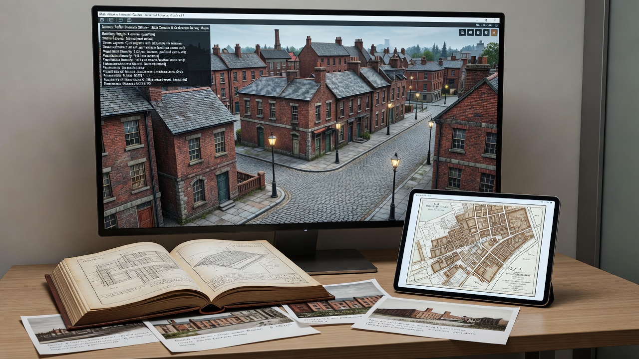 Multiplayer session interface displaying historical accuracy metrics and archive references during collaborative city building