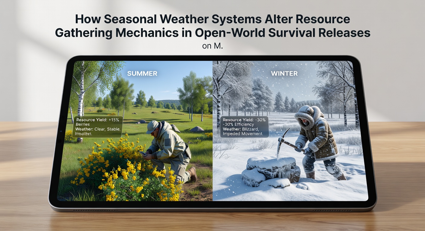 Players navigating a stormy environment to gather resources in an open-world survival title