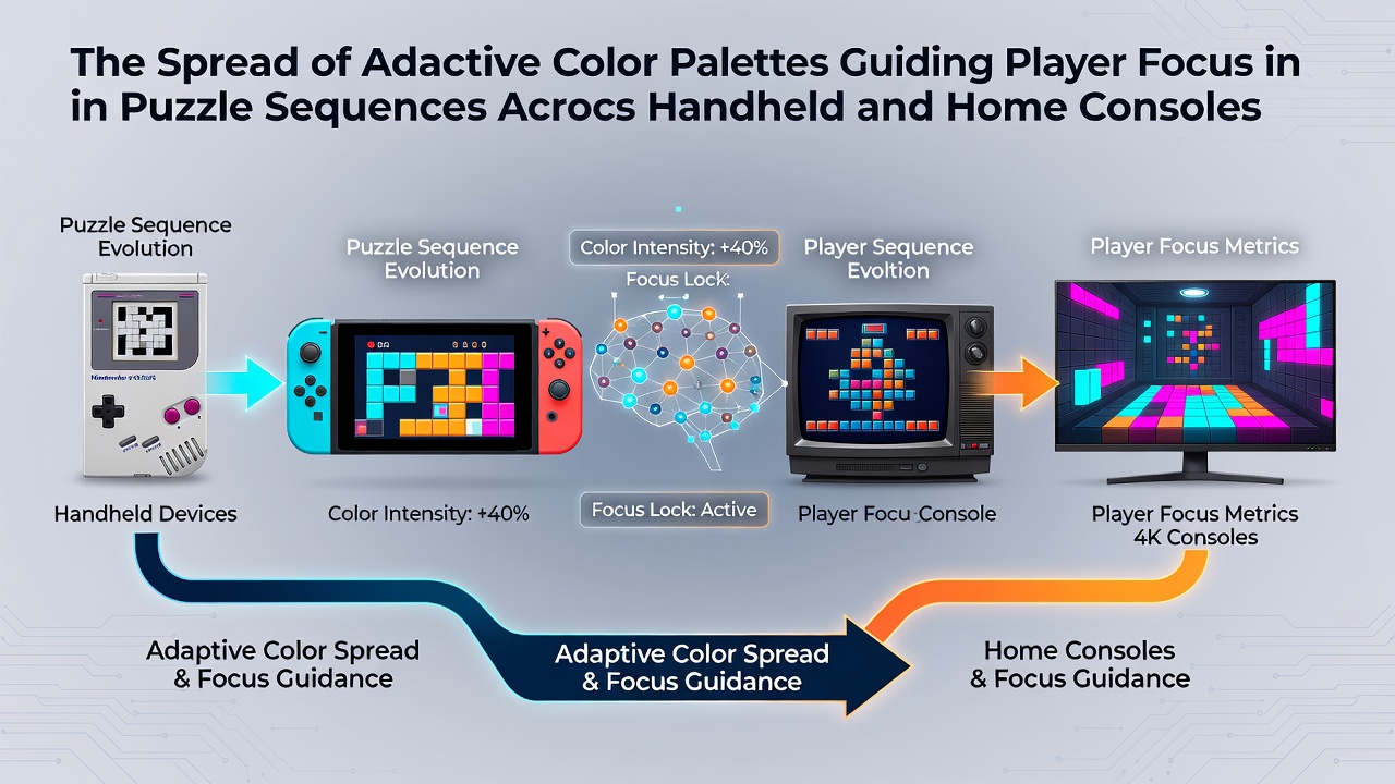 Home console puzzle scene showing adaptive palette guiding focus with contrasted elements on PlayStation 5