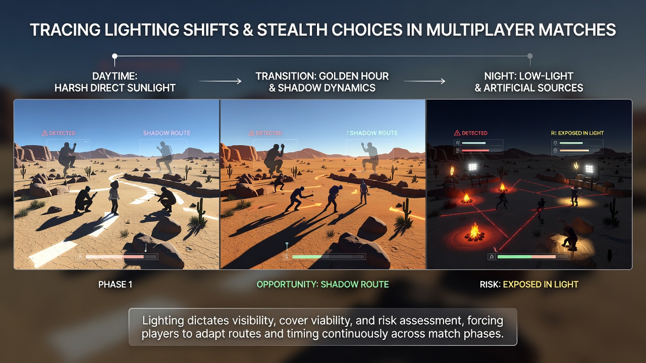 Player character positioned within shifting shadows during a coordinated multiplayer encounter